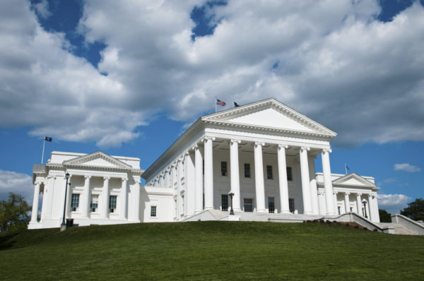 A view of the Virginia State Capitol Buiding.